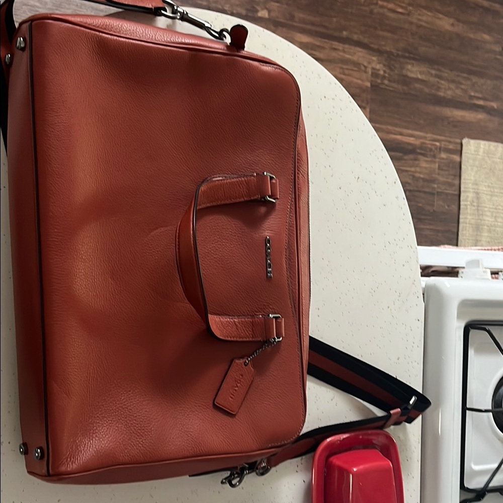 Coach Brown Leather Briefcase with Structured Design